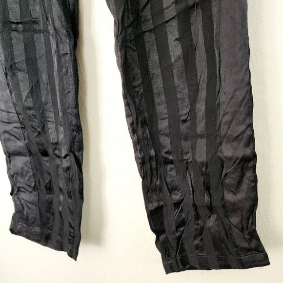 The Kooples Paris Black Jersey Satin Stripe Drawstring Tapered Pant - Picture 3 of 11